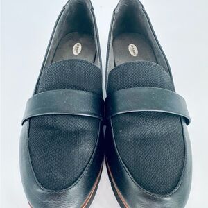 DR SCHOLLS Womens Black Scales 1" Platform Webster Wedge Slip On Loafers 11 M